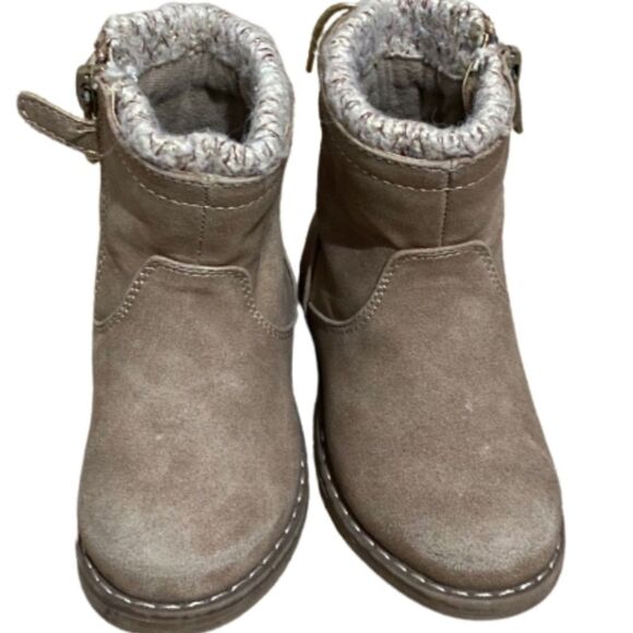 Eva & Zoe Zip Toddler Girl’s Zip Up w/ Faux Lace Detail Taupe Boots Size 6 - Picture 5 of 6